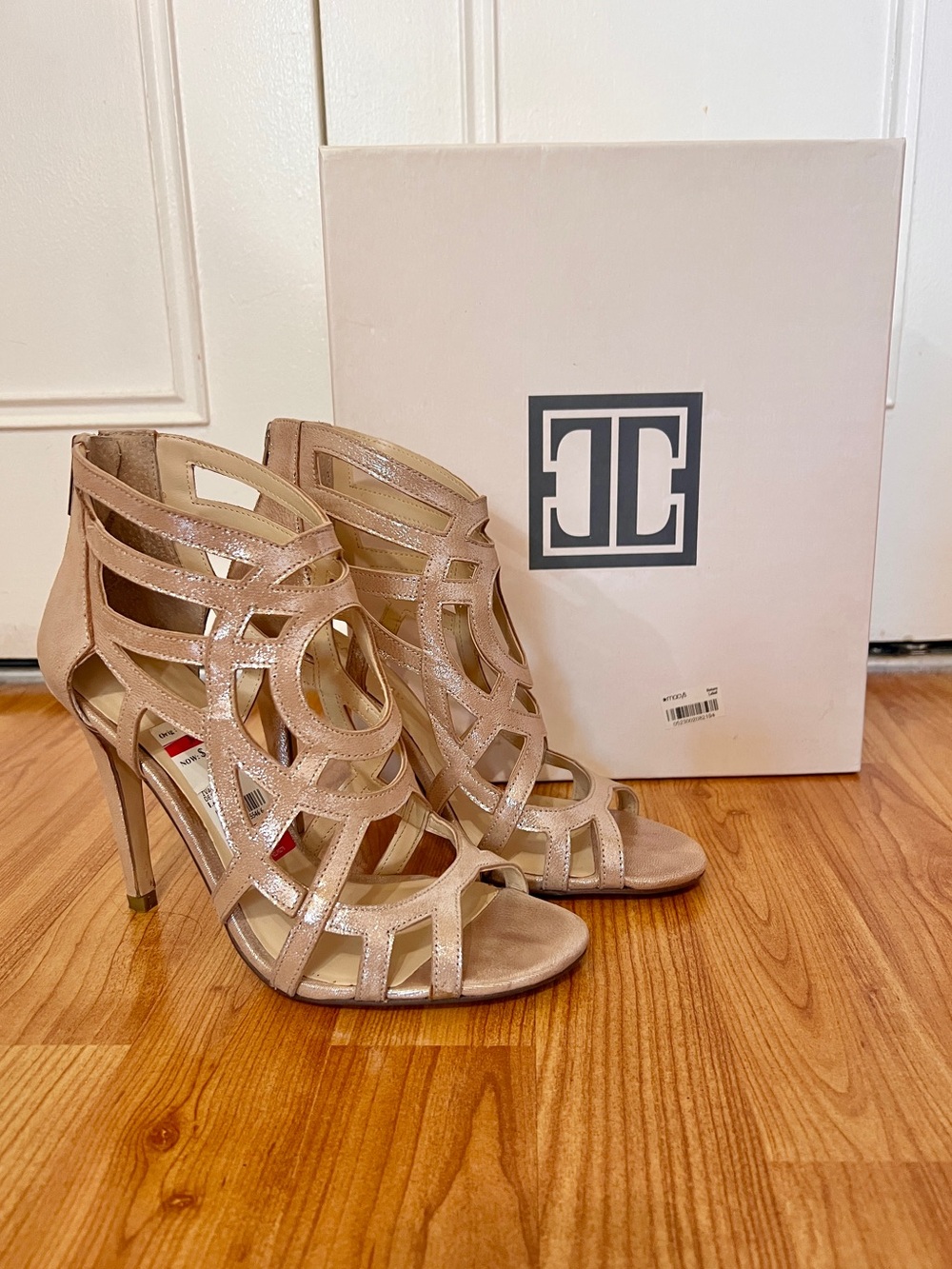 Ivanka Trump Champagne Strappy High Heel Sandals